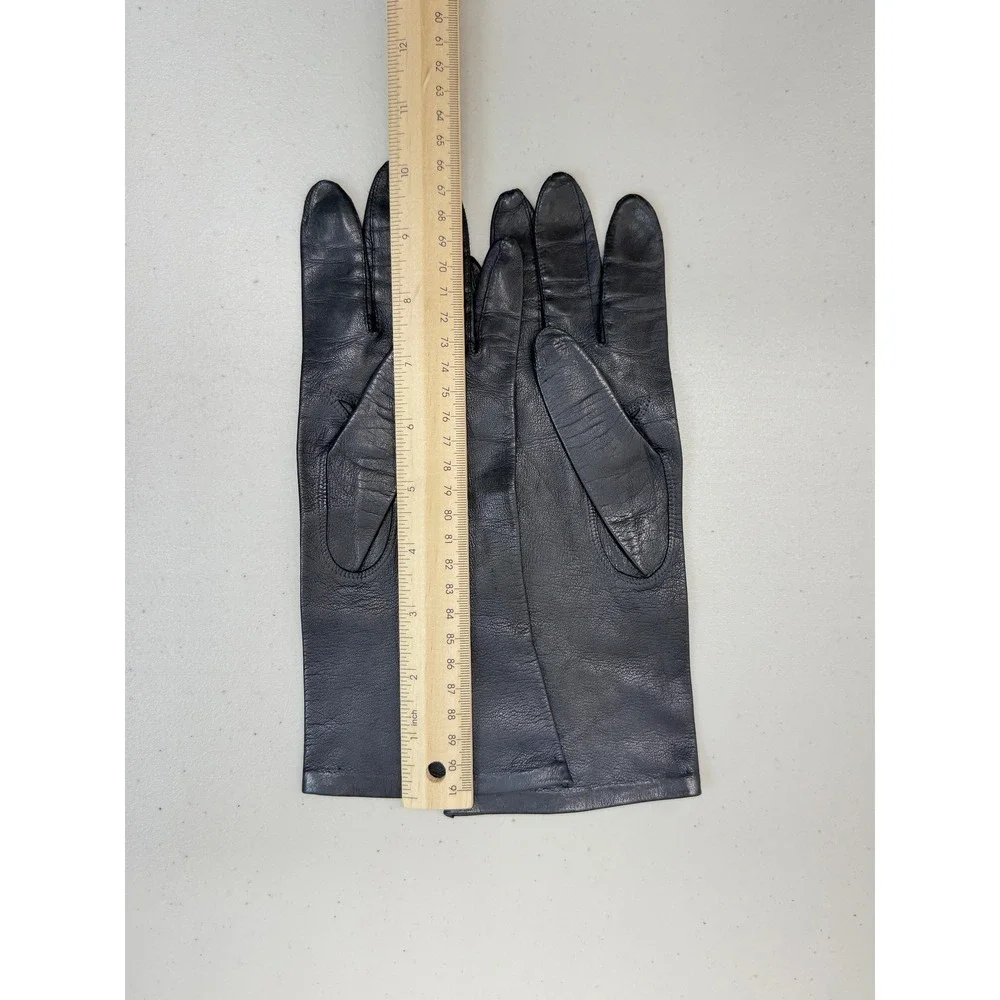 Barta Navy Blue Vintage Leather Dress Gloves Made in Italy Size 6.5